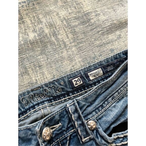 Miss Me Ripped Distressed Rhinestone Embroidered Boot Cut Jeans 29 - Picture 4 of 8